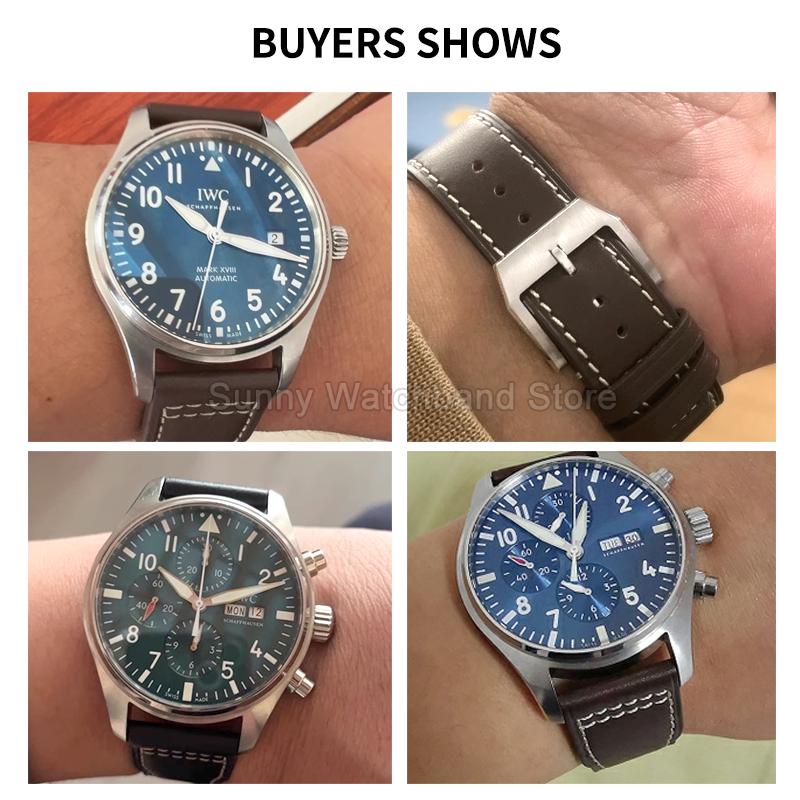 Coffee Black 20 21 22mm for IWC Portofino Le Petit Prince Portugieser Cowhide Watch Band Special Interface Needle Buckle Durable