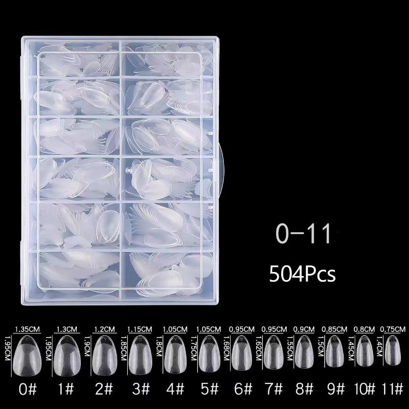 Soft Gel False Nail Tips 120/240/504/600Pcs Semi-matte Finish Square Almond French Coffin Full Cover Extensions Fingertip Set