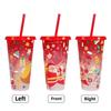 Christmas Cooling Cup 24oz Large Capacity Plastic Straw with Straw Change Color When Cold Christmas Straw Cup
