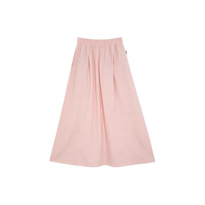 Solid Color Pleated Design Mid Waist Casual Long Skirt Women Skirts Pink 627748-55