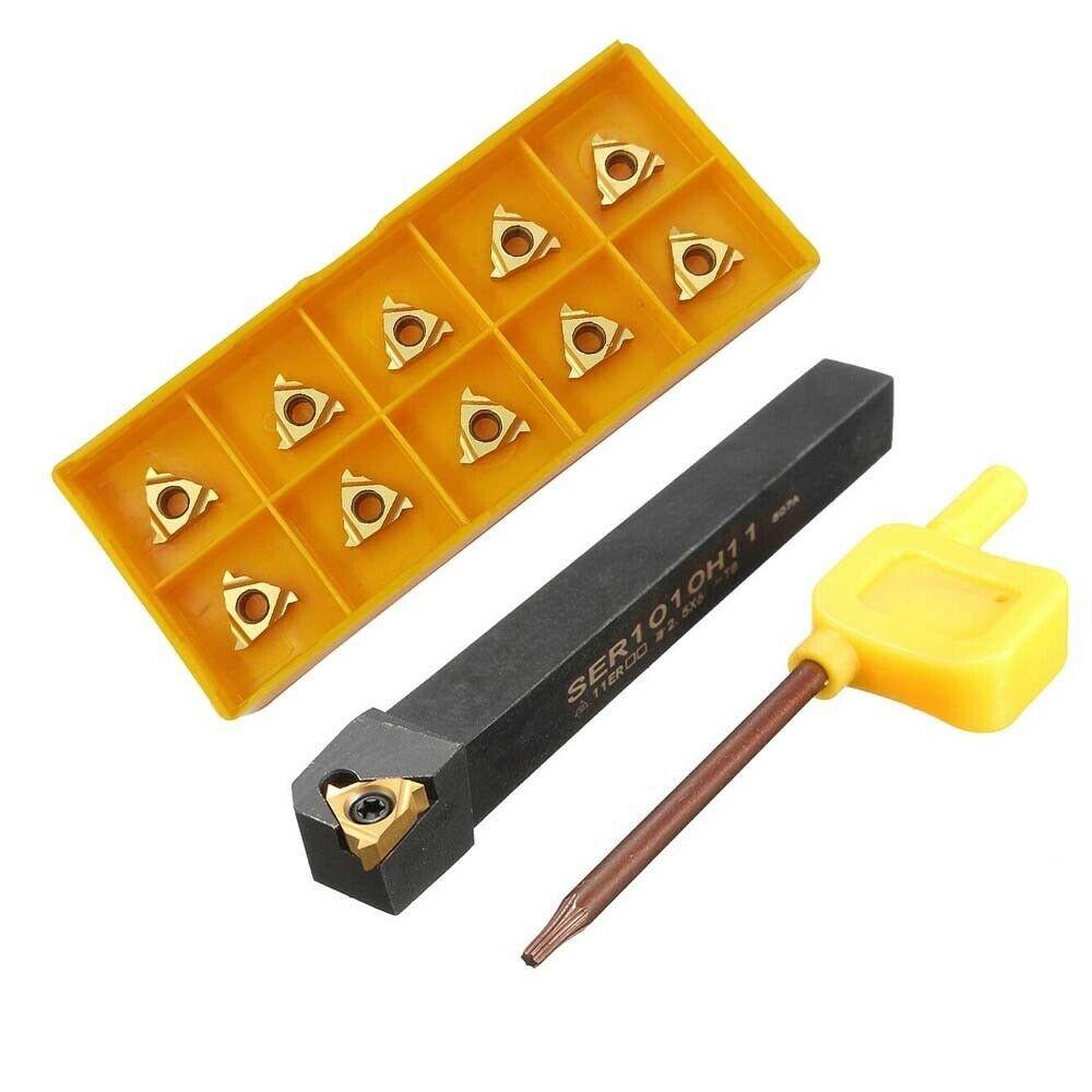 10 Stück 11ER AG60 Gewindeeinsatz + SER1010H11 10mm Drehbank CNC Schneidwerkzeughalter