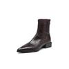 French pointed low heel brown elastic thin boots 2025 autumn and winter new thin short boots women's retro Chelsea boots