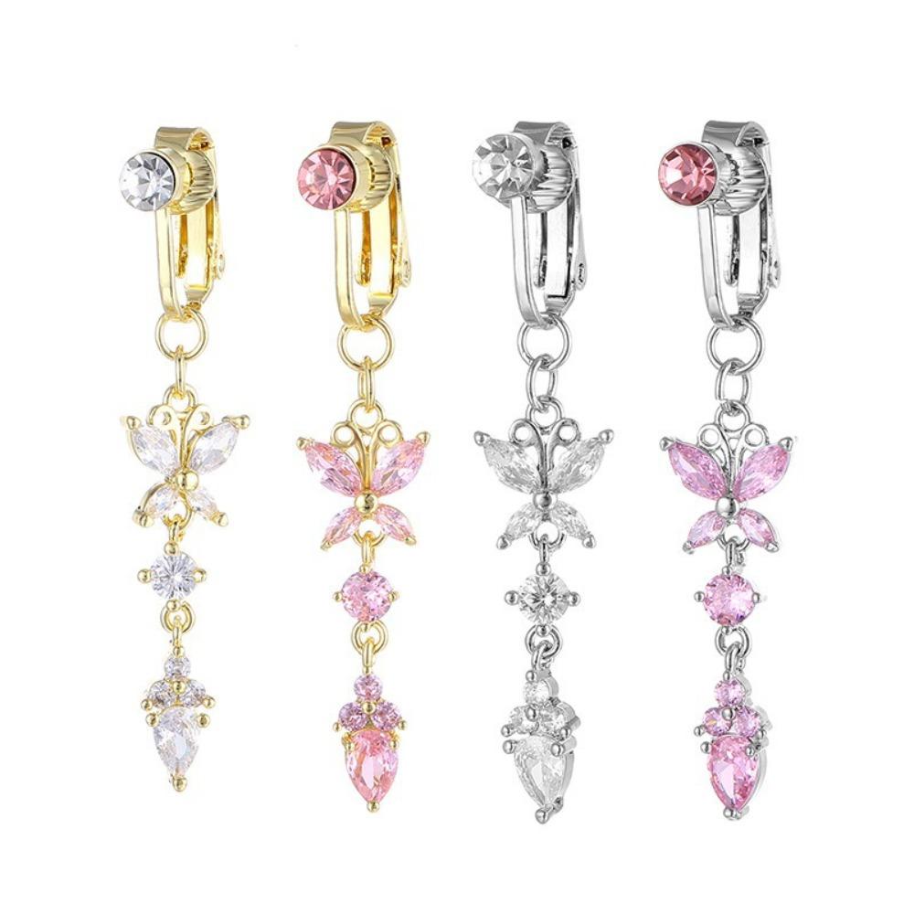 Non Piercing Clip on Belly Button Butterfly Design Navel Rings Faux Belly Piercing  Body Jewelry