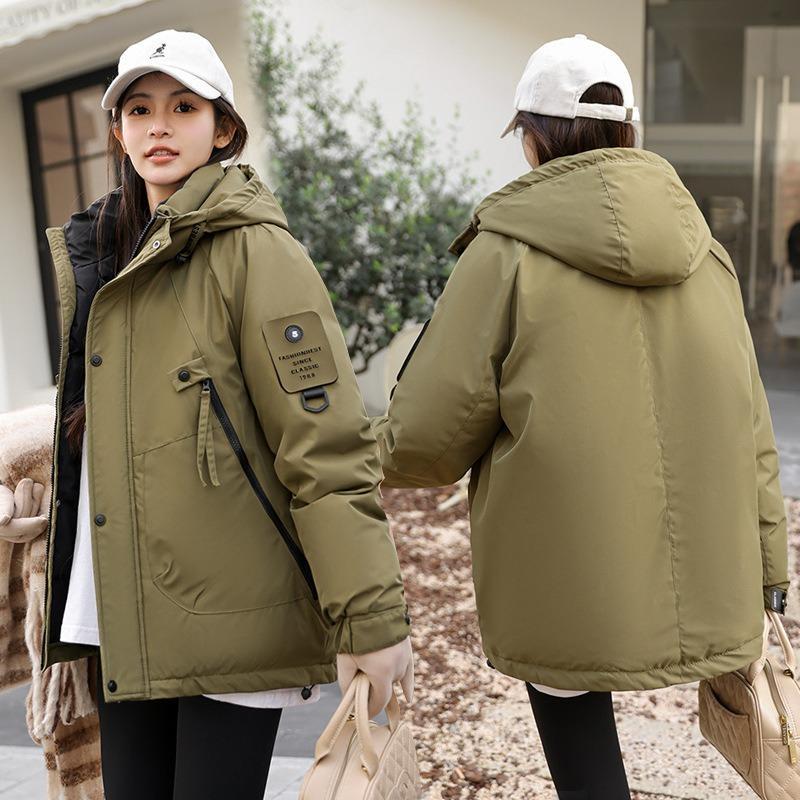 Outdoor jacket women's short model new winter thickened tooling casual down cotton-padded jacket jacket