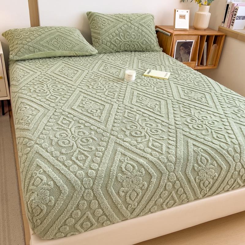 

Зимняя теплая простыня с резинкой в европейском стиле, чехол для матраса размера Single/Queen/King, простыни на резинке из плотного кораллового флиса 160x200x30cm трава зеленый