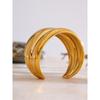 Eetit 18K Golden PVD Plated Stainless Steel Double Layer Cuff Statement Bracelet Bangle Smooth Metal Texture Attractive Jewelry