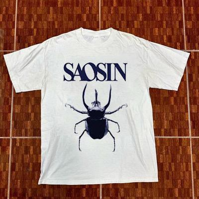 Vtg Μπλούζα Saosin Band For Fans Βαμβακερή Λευκή Πλήρους Μεγέθους Ανδρική Γυναικεία OM43