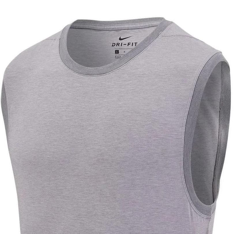 Nike Dri-FIT Logo Slit Hem Slim Fit Tank Top Men Tops Gray CN9819-056