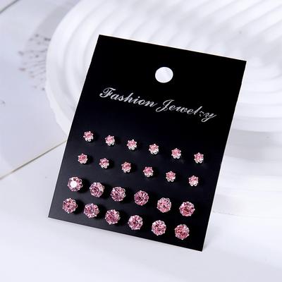 12-Pair Sparkling Zircon Stud Earrings Set - Simple Yet Sophisticated Perfect Gift For Women And Zircon Girls