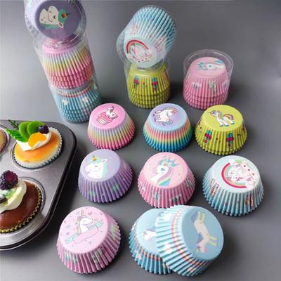 100pcs Cupcake Paper Cups Baking Molds Rainbow Liner Cupcake Muffin Cases Paper Cake Wedding Party Decorating Cupcake Cases