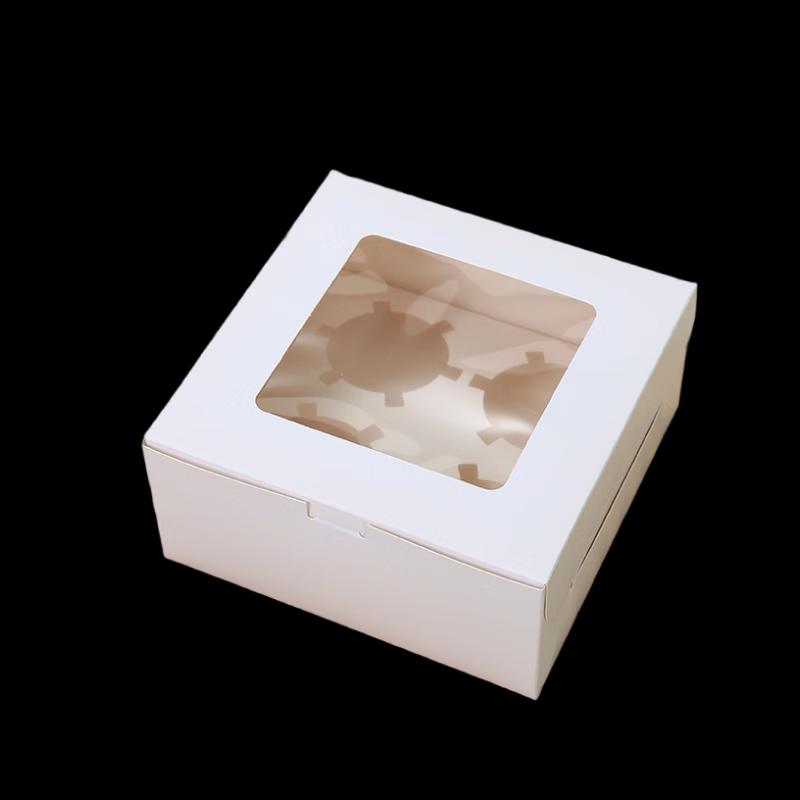 White Paper Packaging Boxes for Cupcake & Mousse Cups (50 Pieces Per Pack)