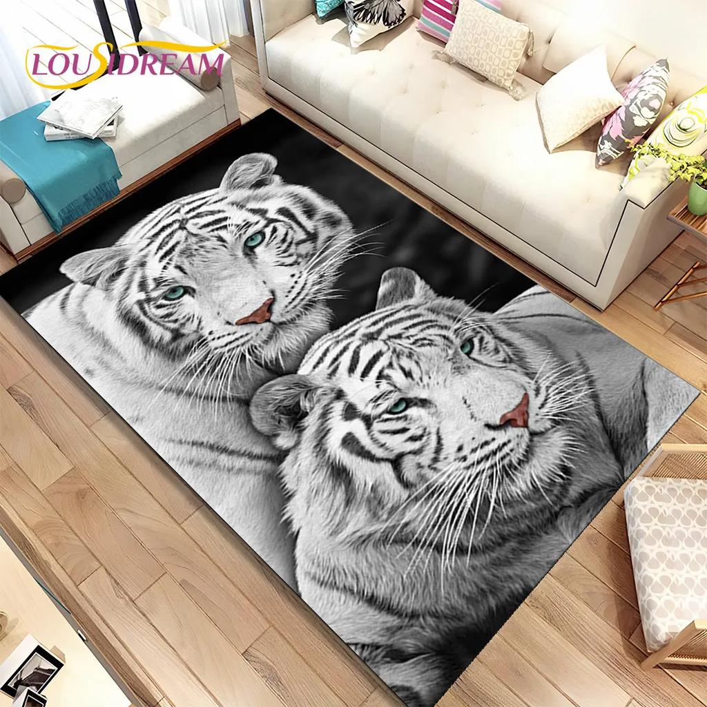 Beast Animal Tiger,Sabretooth Cartoon Area Rug,Carpet for Home Living Room Bedroom Sofa Doormat Kitchen Decor,Non-slip Floor Mat
