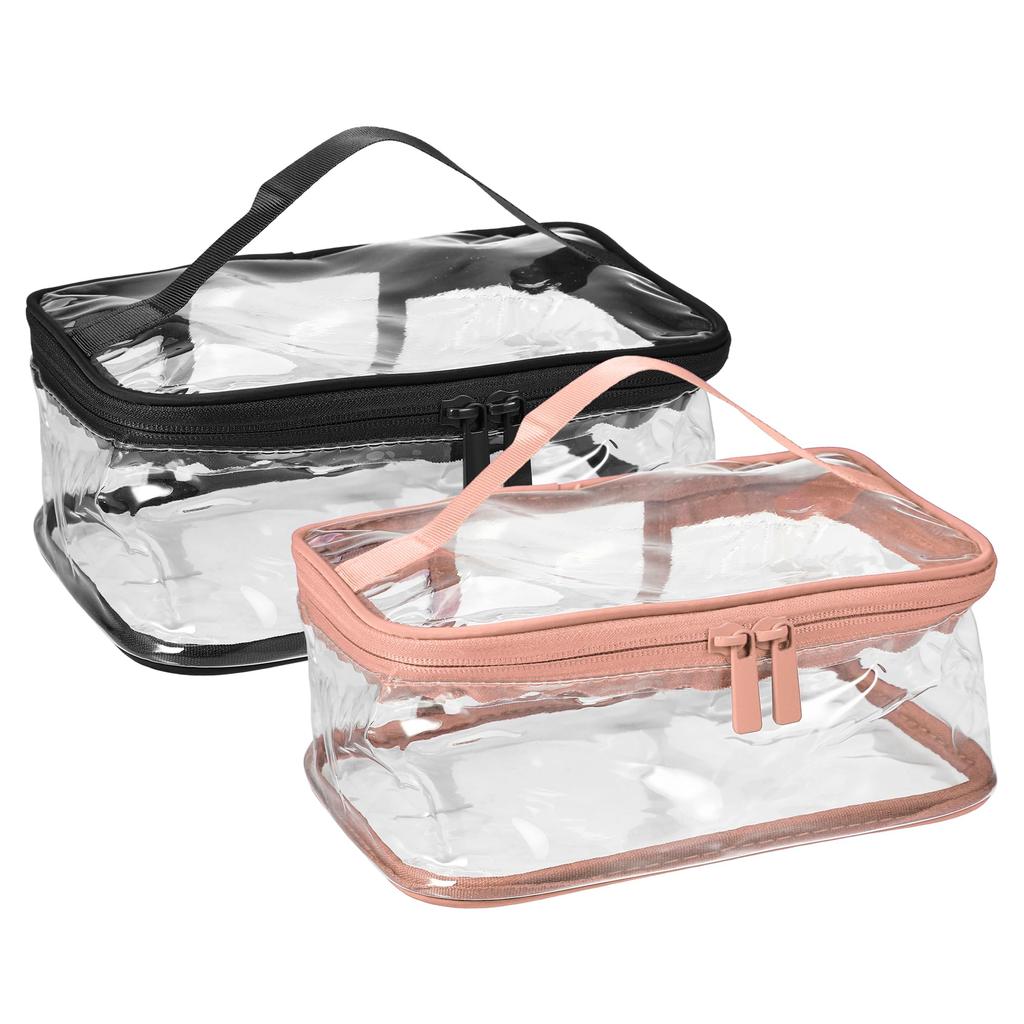 VOCOSTE Clear Makeup for Available in Black and Cherry Blossom Bag, Waterproof, Transparent, Travel, 2-Pack,
