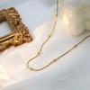 Wind Titanium Steel Collarbone Chain Women'S High-End Light Luxury 18K Gold Bead Snake Bone Chain Necklace Jewelry