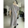 Sommer Neu Damen Elegant Gestreift Mode Vielseitig Lässig Schulterfreies Kleid