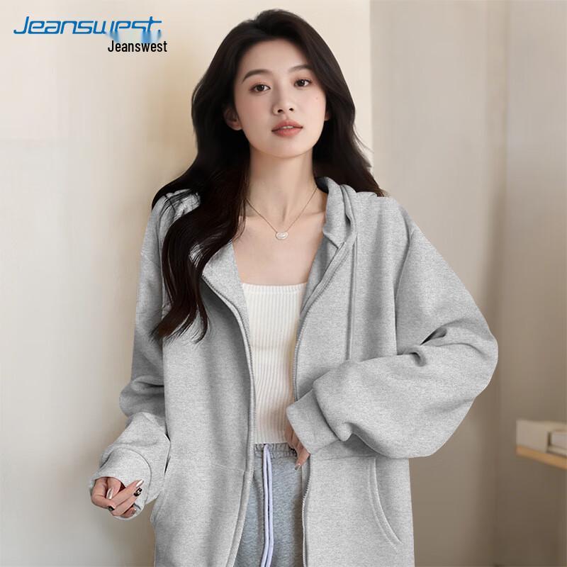 Jeanswest Women's Korean Style Loose Hooded Sweatshirt