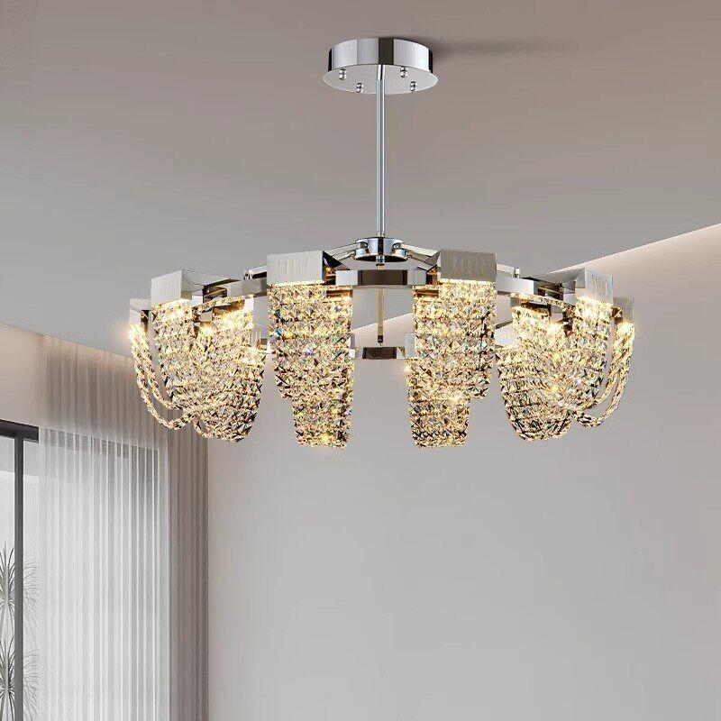 Luxury Chrome Crystal Chandelier Luster Led Ceiling Chandeliers for Villa Living Dining Room Bedroom Postmodern Home Decor