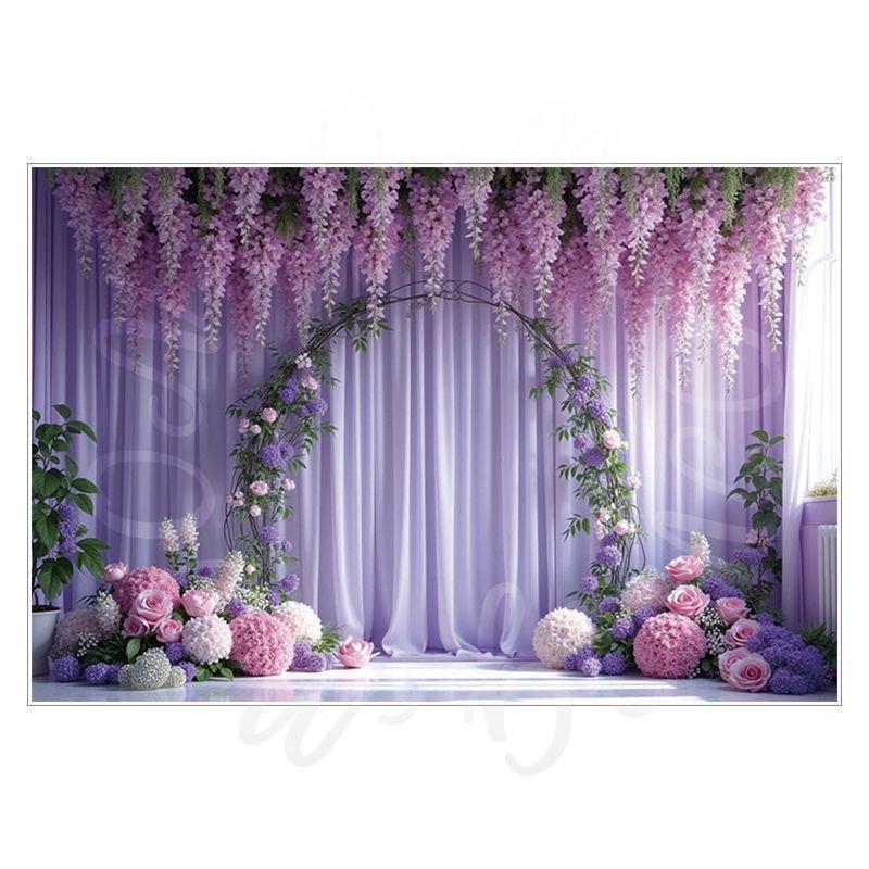 Birthday, Wedding and Engagement Party Backdrop Fabric, Luxurious Curtains, Gauze Drapes, Flowers, Photo Backdrop Fabric