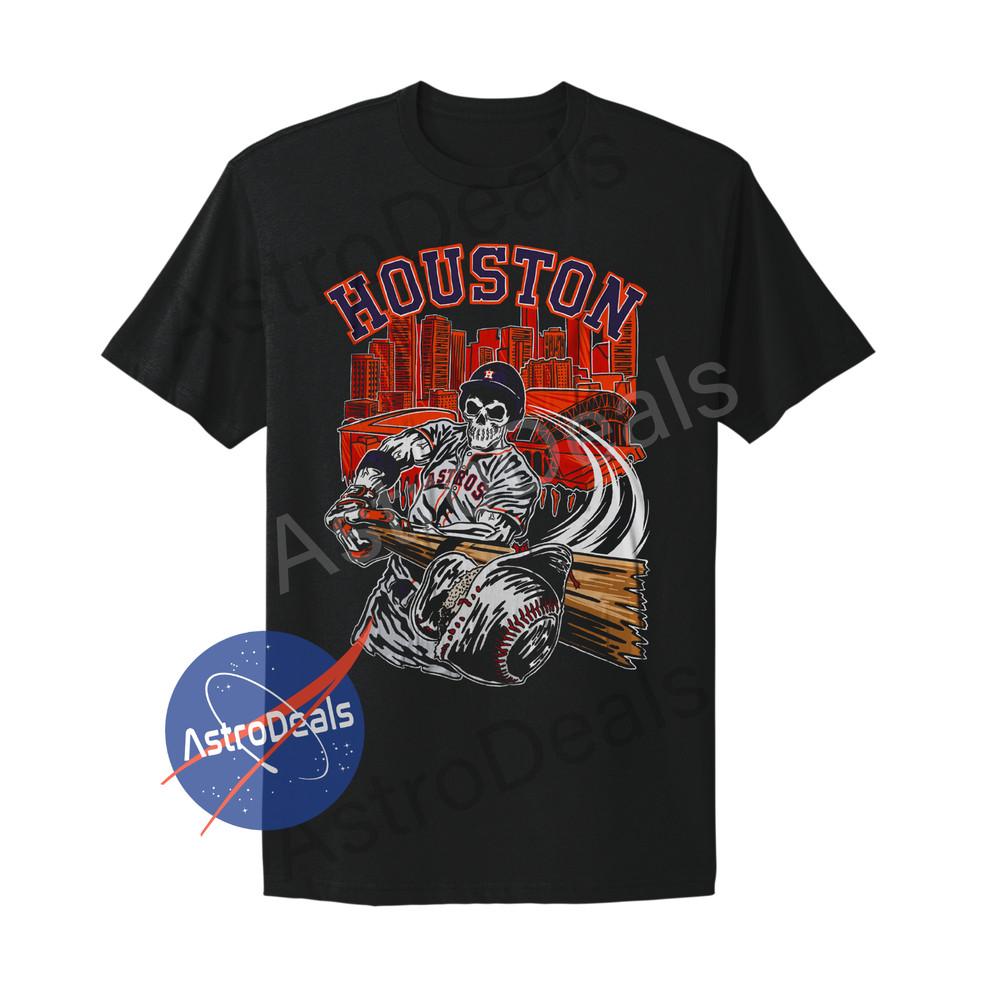 Houston Vintage Style Astros Skeleton Black T-Shirt Unisex T-Shirt S