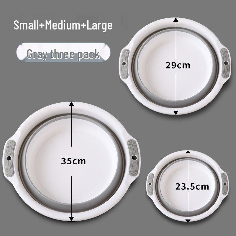 

Портативный складной умывальник: Большой размер для стирки и ножных ванночек, идеально подходит для общежитий и путешествий Set (One Each: S, M, L)