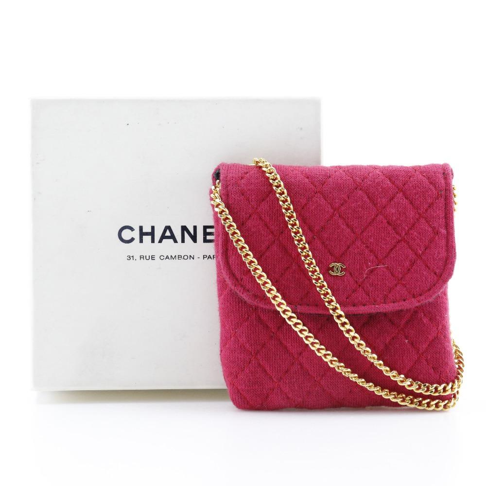 CHANEL Chain pouch Pouch micro Red cotton Women Used