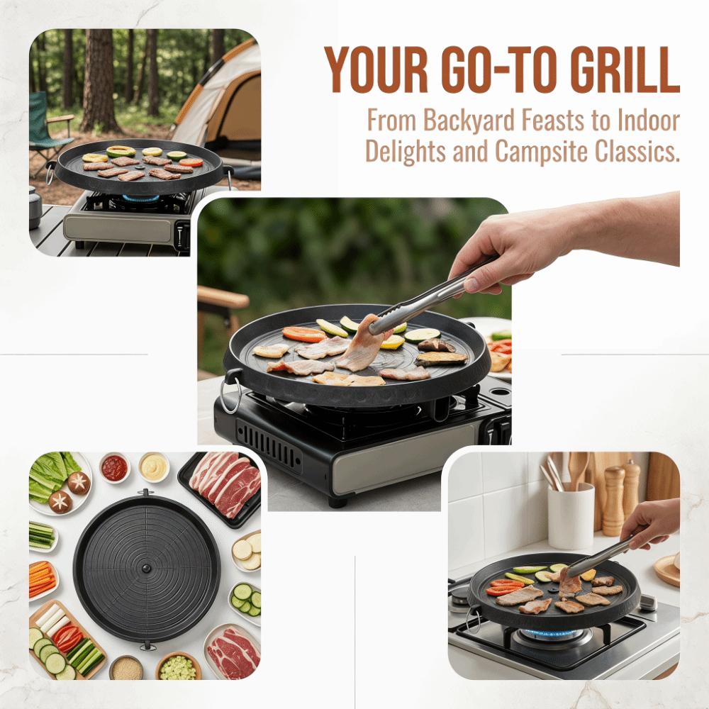 Non Stick Korean BBQ Grill Pan Maifan Coated BBQ Plate  Indoor Cooking Kitchen