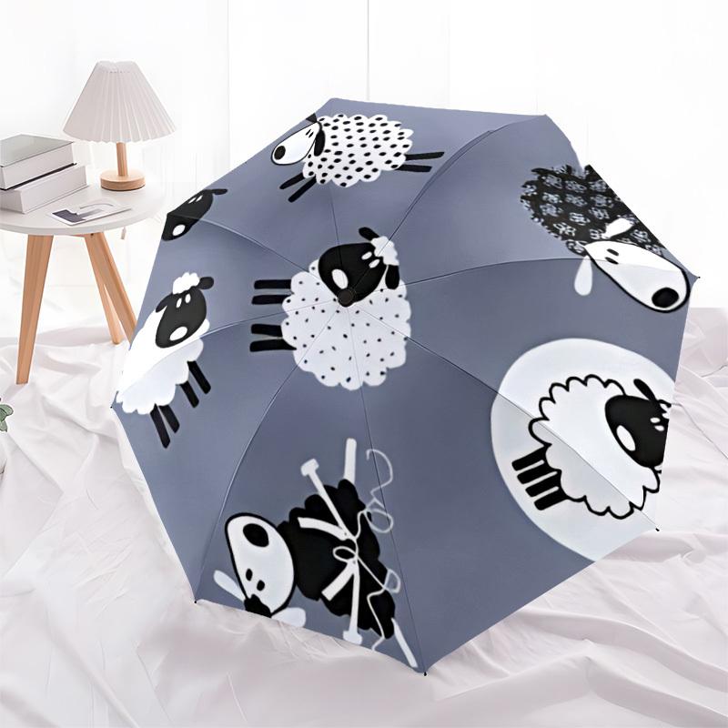 1pc Sheep Pattern Automatic Opening/Closing Folding Umbrella with 8 Ribs, Plastic Handle, Windproof Portable Sunshade Umbrella yy251222196