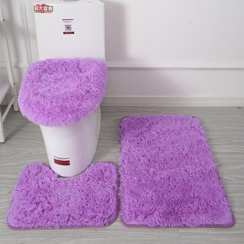 3pcs Bathroom Mat Set for Bathroom Silk Tie-Dye Toilet Soft Non Slip Rug Shower Carpets Toilet Lid Cover Floor Mats for Hallway