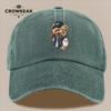 pc Vintage Trendy Baseball Teddy Bear Pattern Print Baseball Cap AllSeason Casual Apparel Accessory Black Papa Trucker Hat