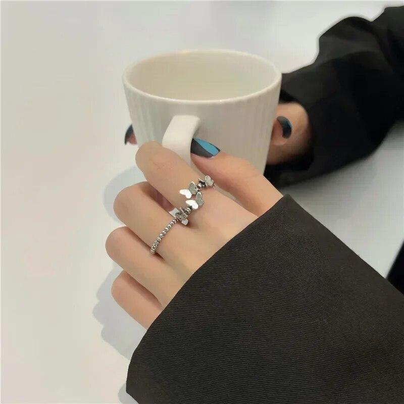 Butterfly Rings Punk Vintage Metal Adjustable Women's Ring Fashion Exquisite Anime Insect Ring Gothic Jewelry New Year