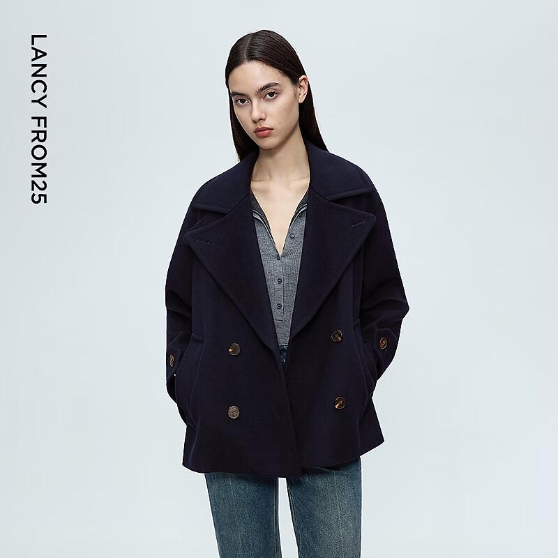 

LANGZI Women s Double-Breasted Wool Blend Coat XL