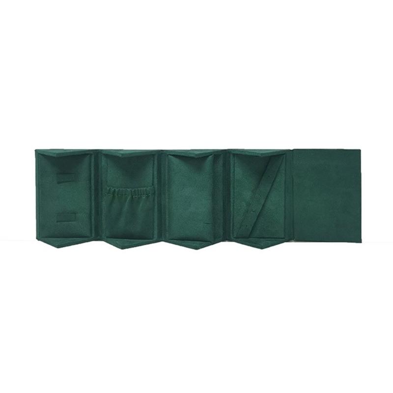 

Elegant Jewelry Roll Case Holder Multipurpose Travel Jewelry Container with Spacious Compartments for Women Girls зелений