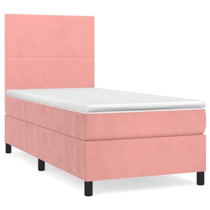 3142880 vidaXL Divan Bed with Mattress Pink 90x190 Cm Velvet