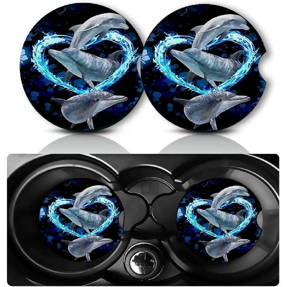 Car Coasters for Cup Holders,2 PCS Universal Non-Slip Black Leopard Print Car Coasters,2.75" Rubber Mat,Leopard Cars Accessories Cup Drink Holder