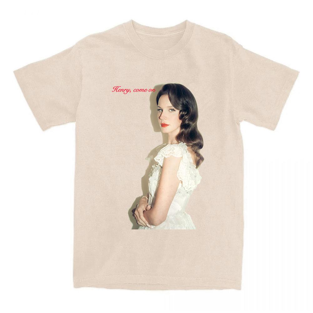 

WomenTee Lana DelRey Henry Come on Tshirt Short Sleeve Cotton Oneck Tshirt 2025 New Single Printing T Shirt Unisex Streetwear S