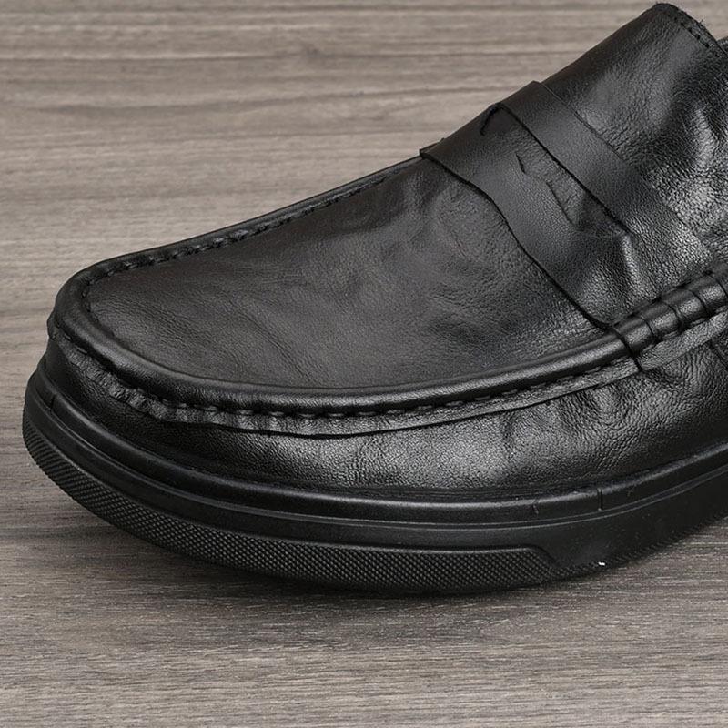 Men's Genuine Leather Casual Loafers - Versatile, Shock-Absorbing, Wear-Resistant, Soft Thick Sole Slip-ons for Driving and Business.
