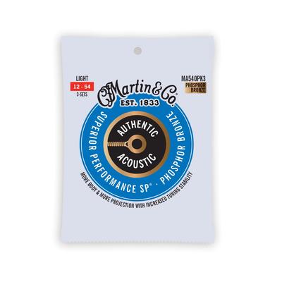 MARTIN AUTHENTIC ACOUSTIC MA540 PK3 Acoustic Guitar Strings, 3-Pack, Light, .012-.054