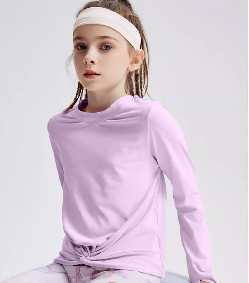 

Женский быстросохнущий дышащий однотонный топ для йоги с длинным рукавом - Приталенный крой с защитой от солнца 150 светло-фиолетовый