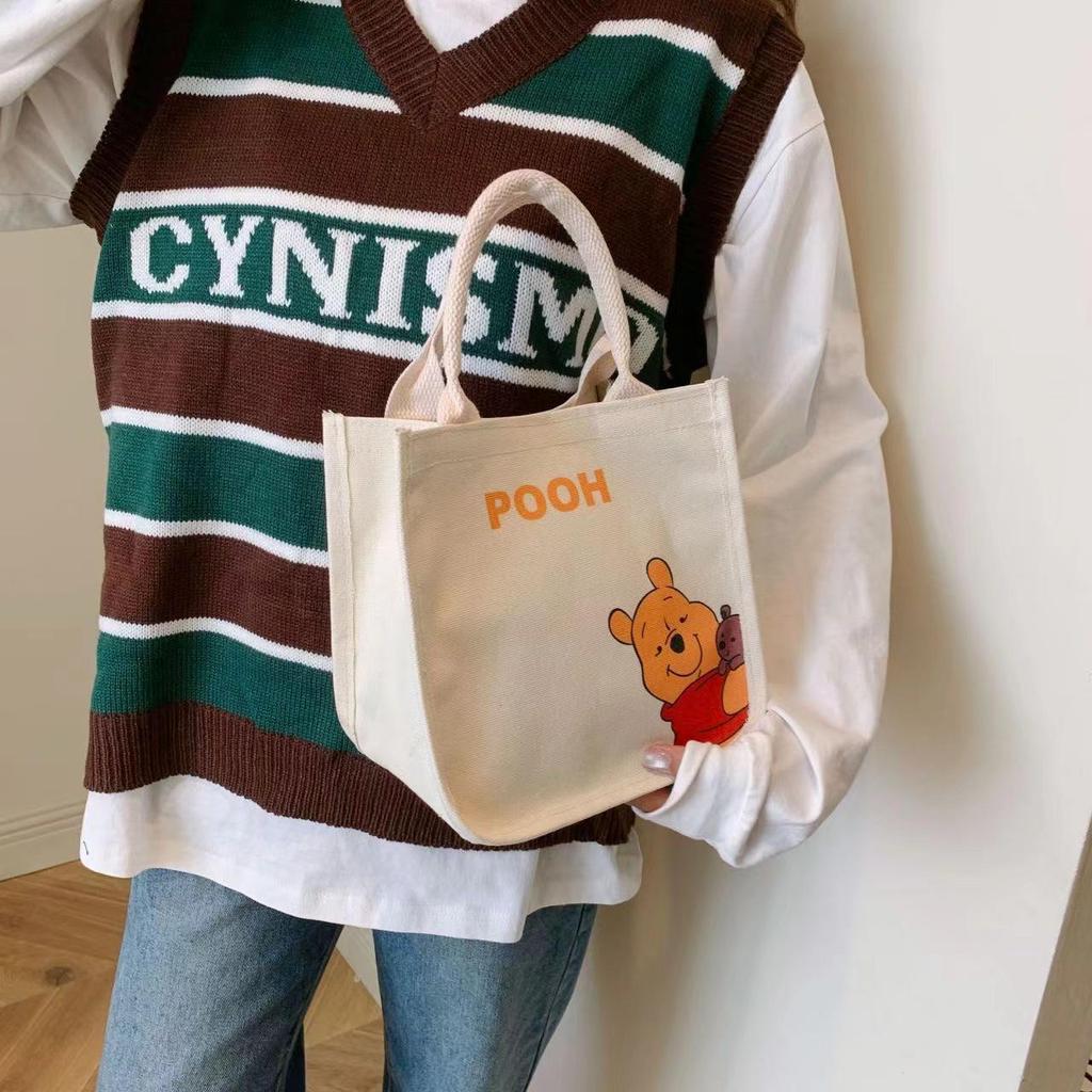 Women's Small Canvas Tote: Japanese & Korean Style Lunch & Handbag for Work or School