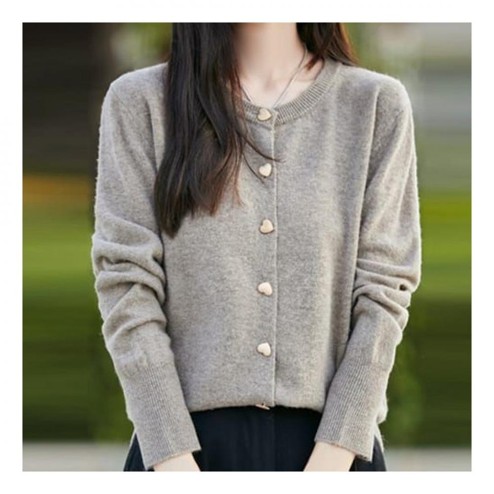Navava Women S Simple Heart Button Long Sleeve Knit Cardigan Nk2314