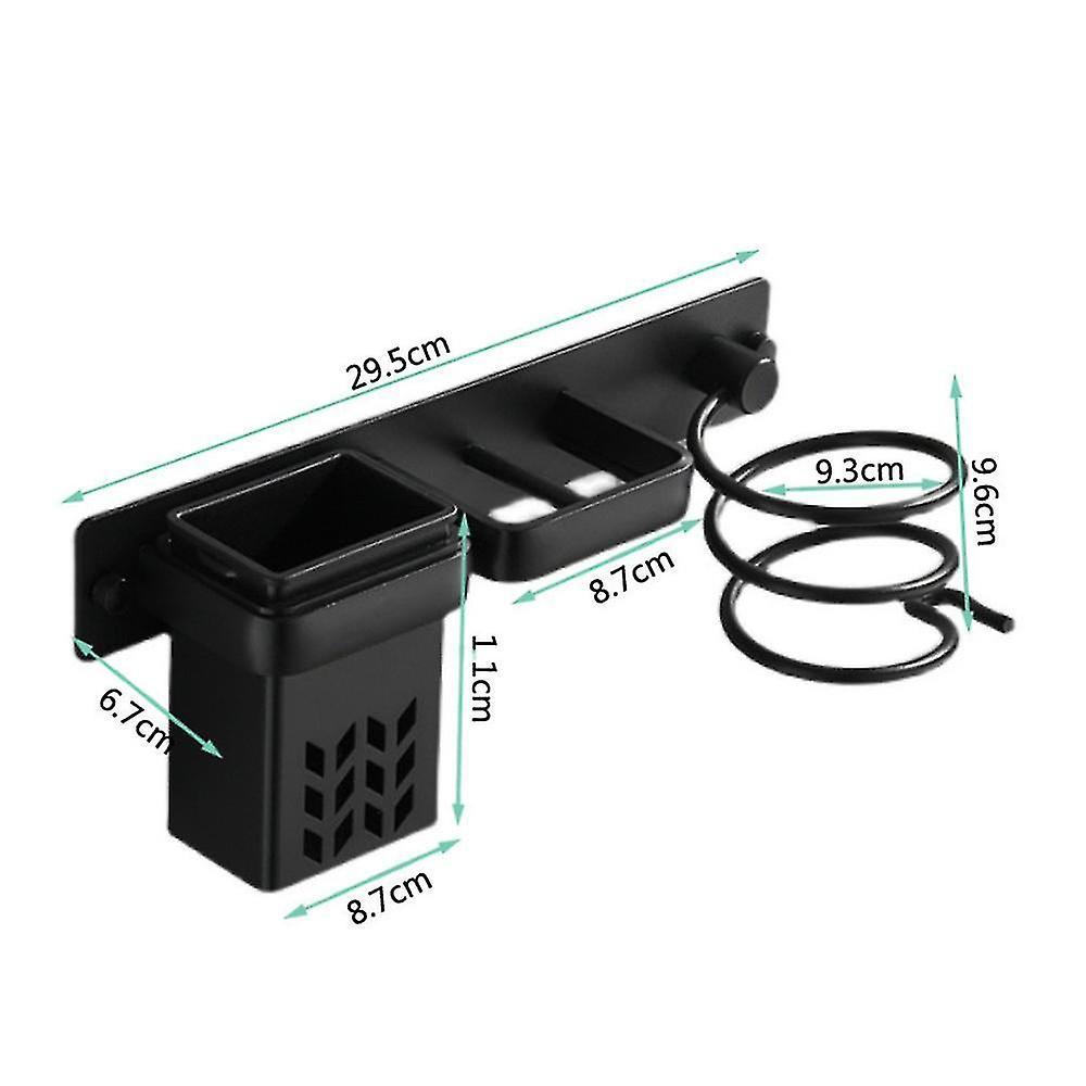 Pxcl Hair Dryer Holder, Wall Mounted Hair Dryer Organizer Holder, Multi-function Bathroom Tool Holder With Storage Rack,superma,1 Piece,black