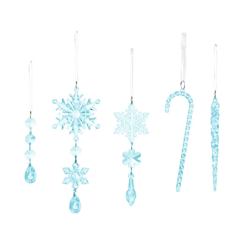 20PCS Clear Shatterproof Icicle Christmas Ornament Durable Portable Hanging Decors For Tree Door Curtain Holiday Decoration