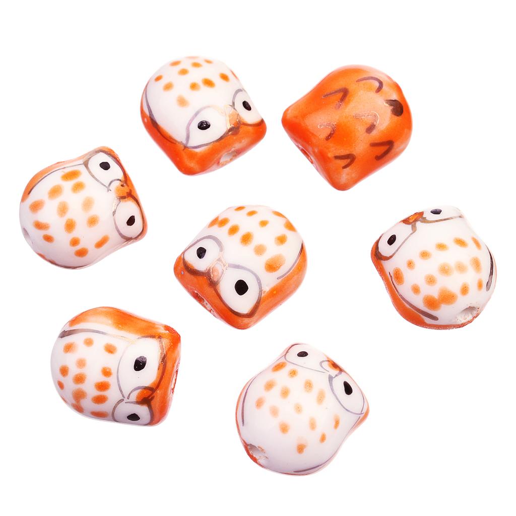 5Pcs Owl Ceramic Beads Colorful Cute Animal Loose Beads for Jewelry Making Accessories DIY Bracelet Necklace Keychain Charms