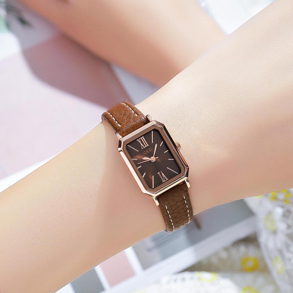 Gedi Minimalist Rectangular Women’s Watch – Retro Korean Style Quartz for Students