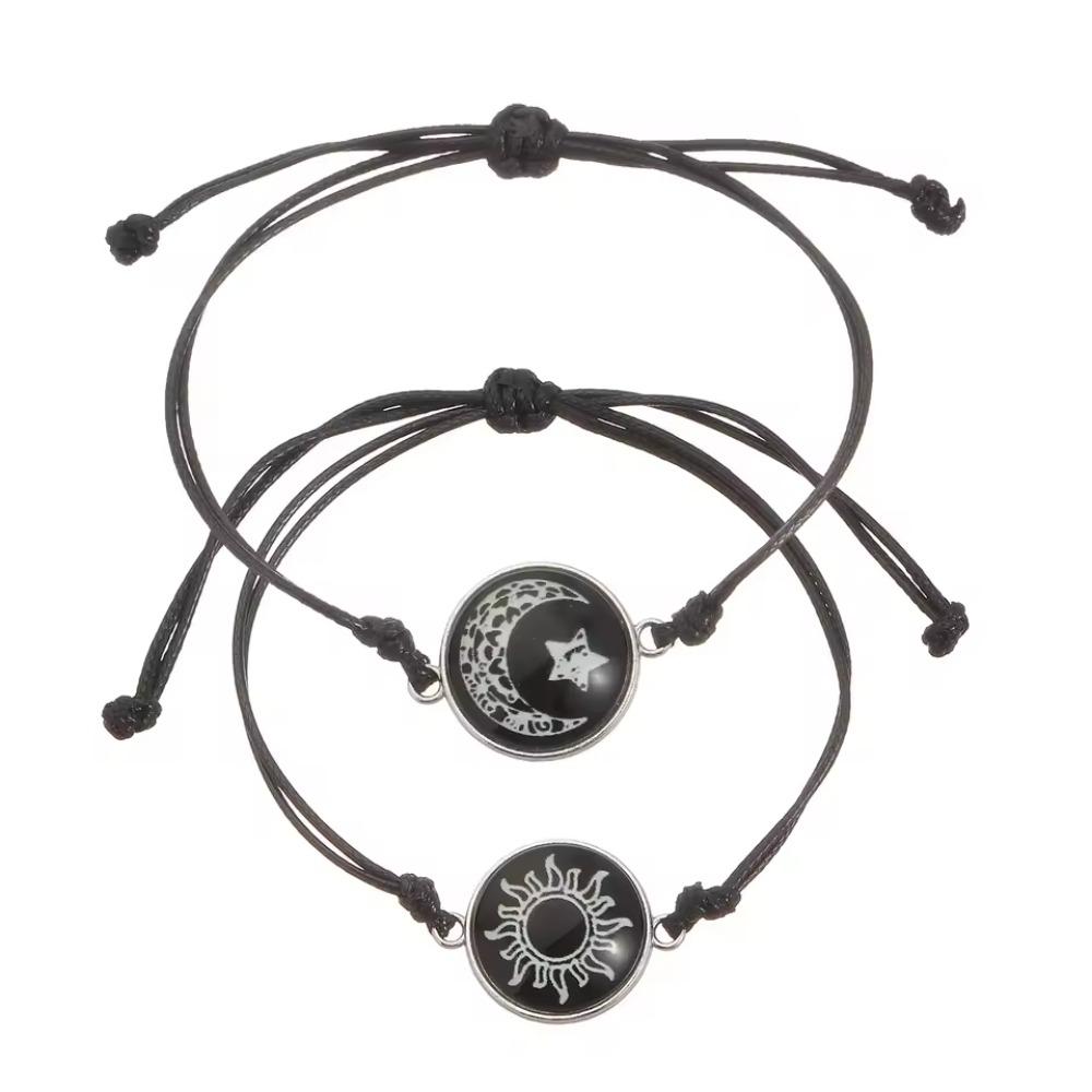 

Glow in the Dark Butterfly Sun Moon Rope Bracelets for Women Couples Matching Bracelet Friendship Luminous Jewelry Adjustable