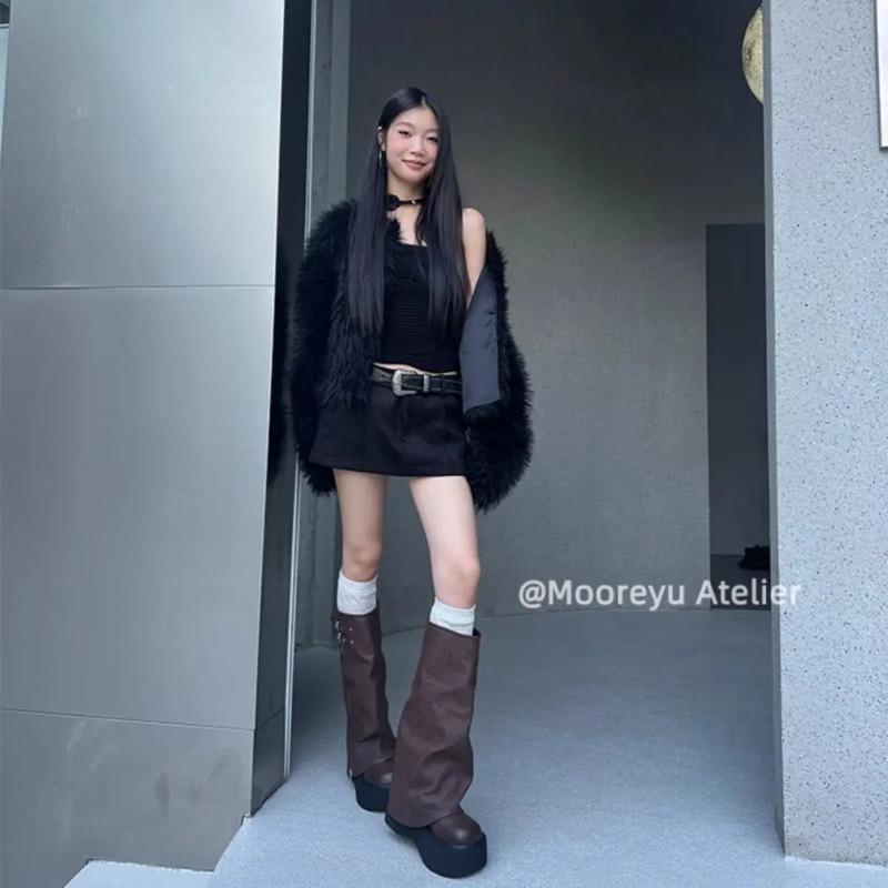 Fashion High Quality Women Boots Thick Soled Boots Western Knight Boots Luxury Women Shoes Autumn Winter Knee Length Slim High Tube Boot