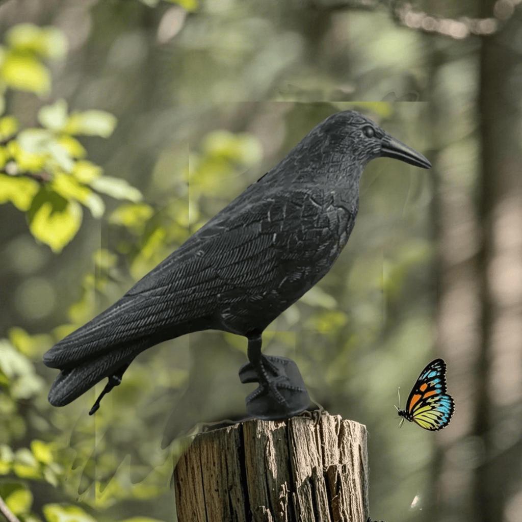 2 szt. Realistyczne łapacze ptaków 3D w kształcie czarnego kruka - Idealne na dekoracje ogrodowe i podwórkowe na Halloween, realistyczny odstraszacz ptaków na zewnątrz do domu i ogrodu