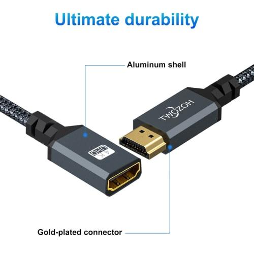 Twozoh HDMI Extension Cable 3M HDMI Male To Female HDMI Cord Nylon Braided HDMI Extender HDMI 2.0 Cable Adapter 4K@60Hz 3D HDR Compatible
