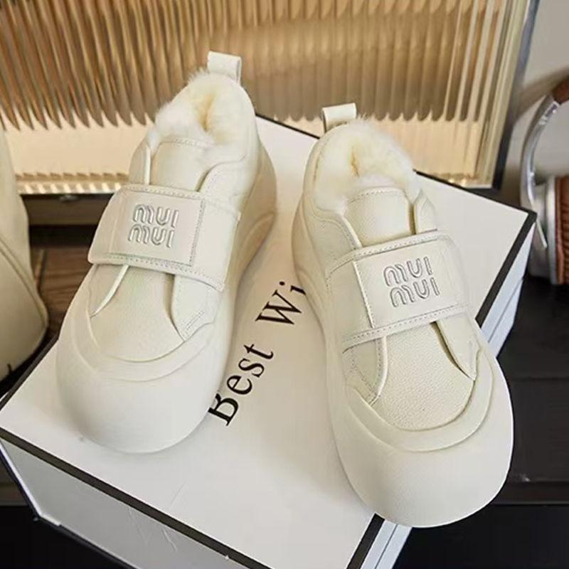 Velcro women's new autumn and winter velvet thickened and heightened thick-soled versatile big-headed bread shoes women