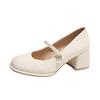 Fashion Woman High-heel Mary Jane Shoes Women 2025 Buckle Strap Square Toe Pumps Woman Pu Leather Shoes Female Dress Matching Banquet